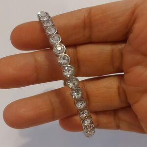 Sparkly Rhinestones Tennis Bangle Bracelet Plus Size approx 8 inches around